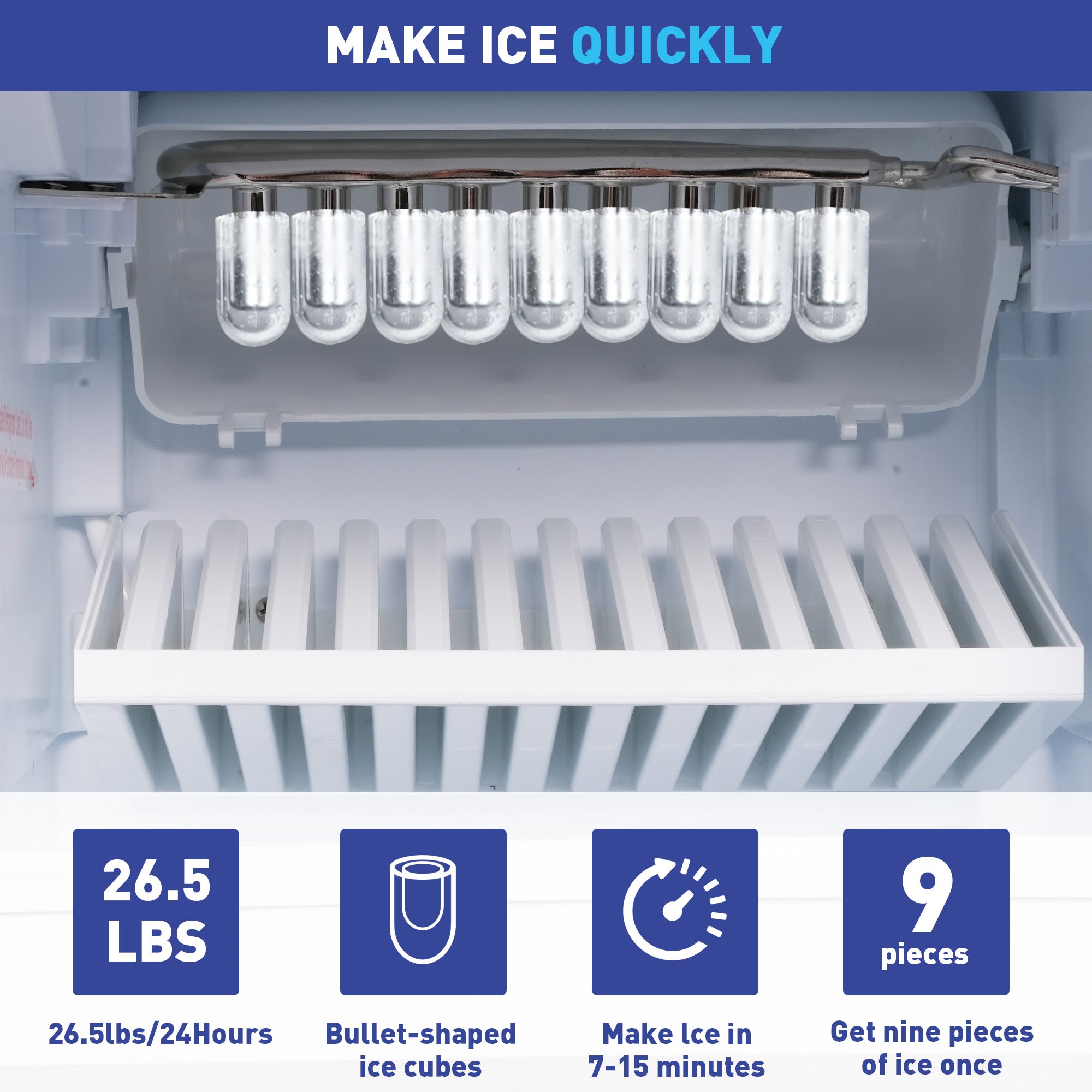 2 in 1 Water Cooler Dispenser w/ Built-in Ice Maker, Hot Cold Water Supply, 27LBS/24H Ice Maker for 3-5 Gallon Bottles | e-macht.com  