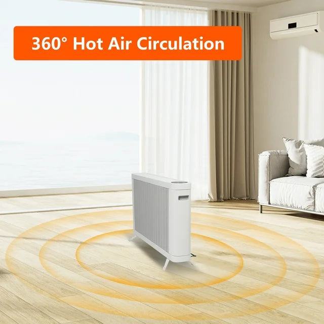 1500W Electric Baseboard Space Heater with Adjustable Thermostat , Remote Included and with Digital Display | e-macht.com