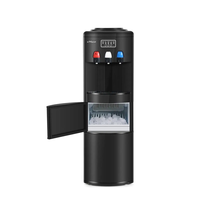 2 in 1 Water Cooler Dispenser w/ Built-in Ice Maker, Hot Cold Water Supply, 27LBS/24H Ice Maker for 3-5 Gallon Bottles | e-macht.com  