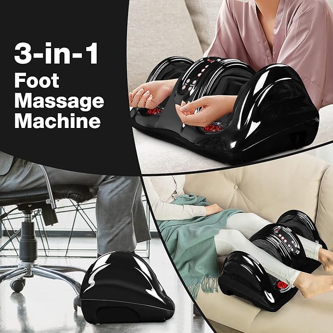 Foot Massager Machine with Heat, Electric Kneading Foot Massage with Remote Control