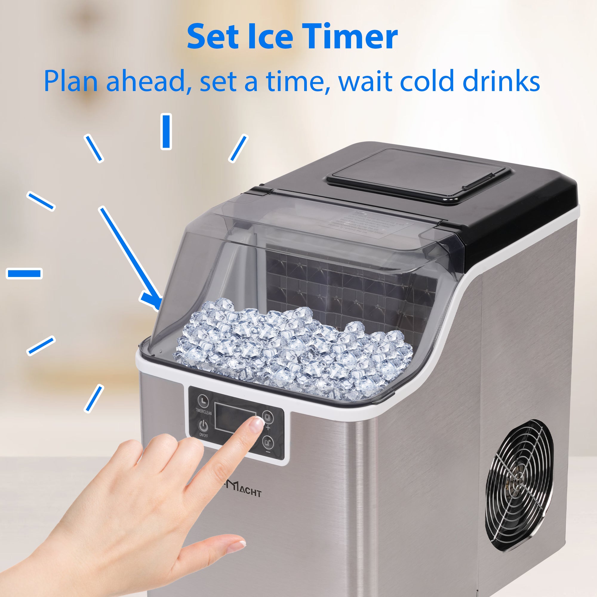 48 lbs Stainless Countertop Self-Clean Ice Maker, Portable Compact Ice Maker with Ice Scoop & Basket for for Outdoor, Party