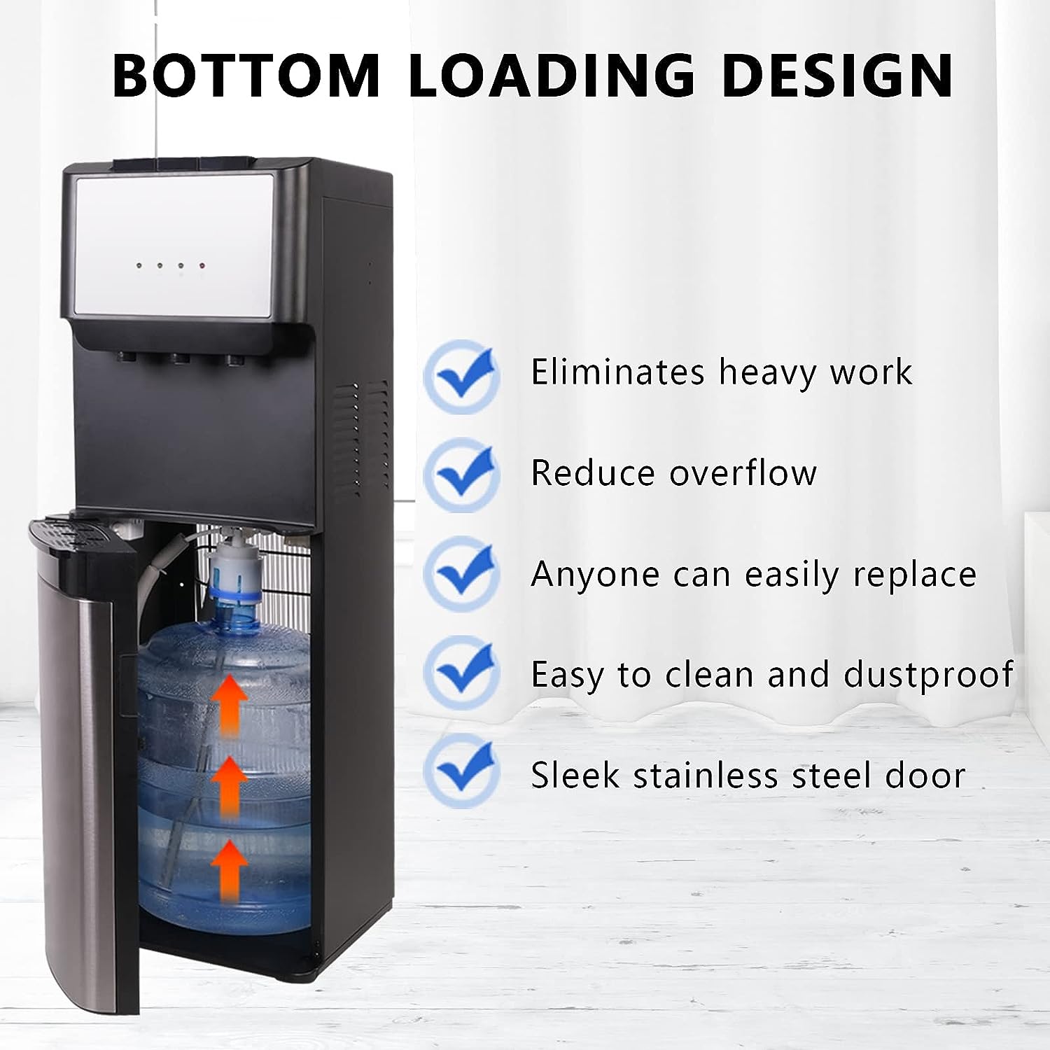 Great Value Bottom Loading Hot/Cold/Room Temp. Water Dispenser, Black Water  Cooler 