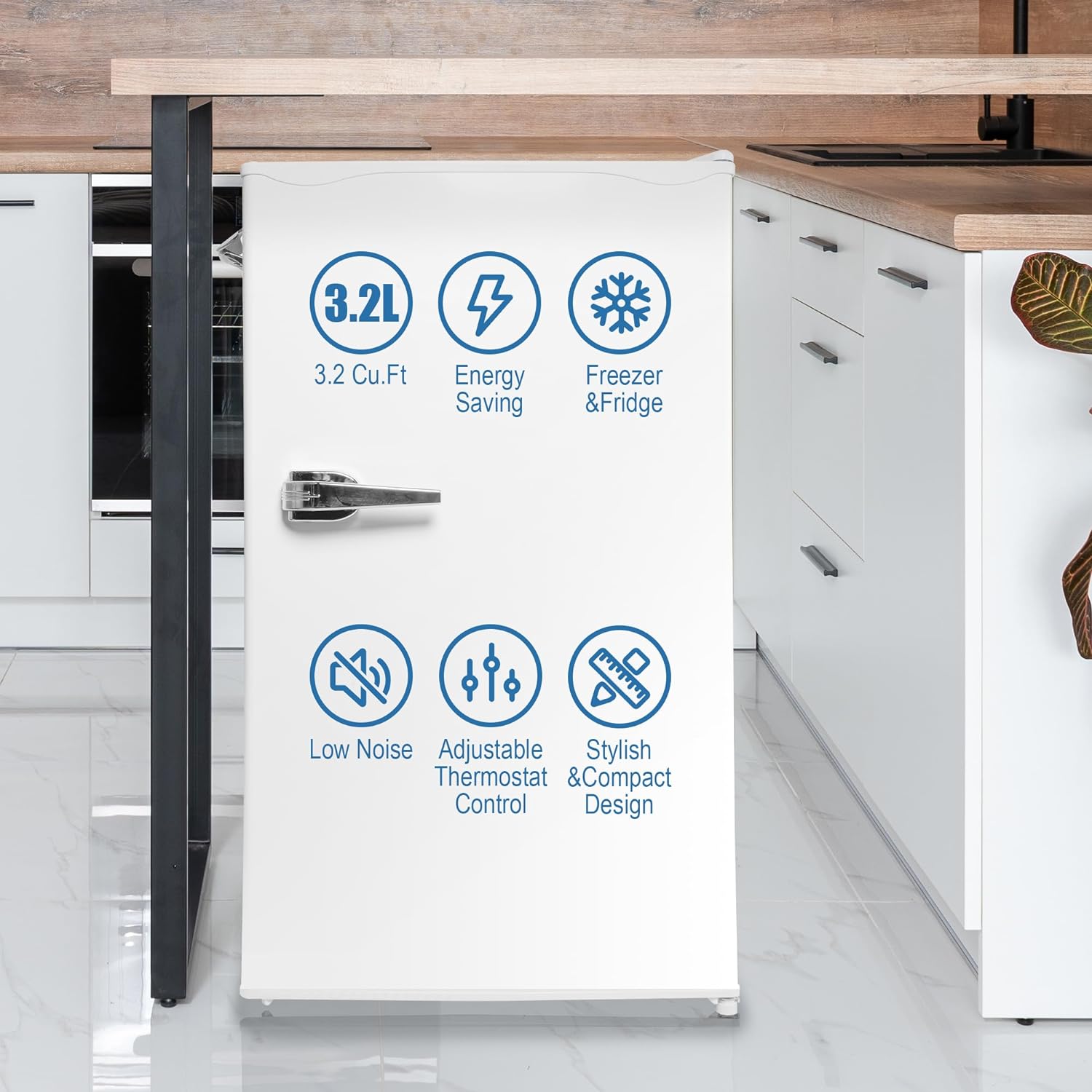 E-Macht 3.2 Cu Mini Fridge Compact Refrigerator With Freezer Stainless  Steel