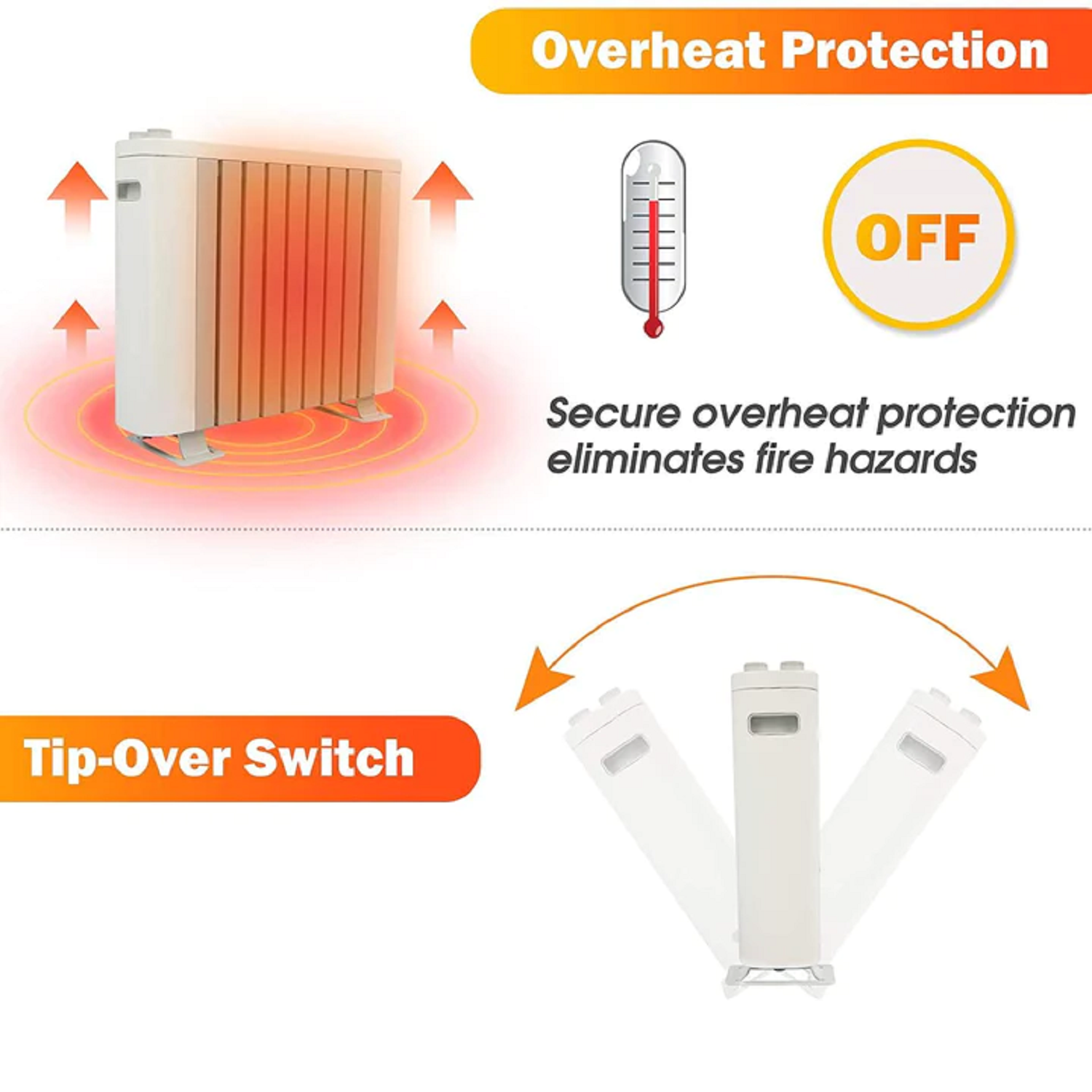 1000W Radiant Heater with Thermostat & Overheat Safety for Indoor Use | e-macht.com