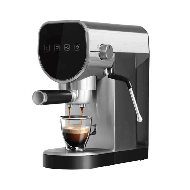 Manual Coffee Maker with Milk Frother Steam Wand, Compact Espresso Coffee Machine，Stainless Steel, 1250W