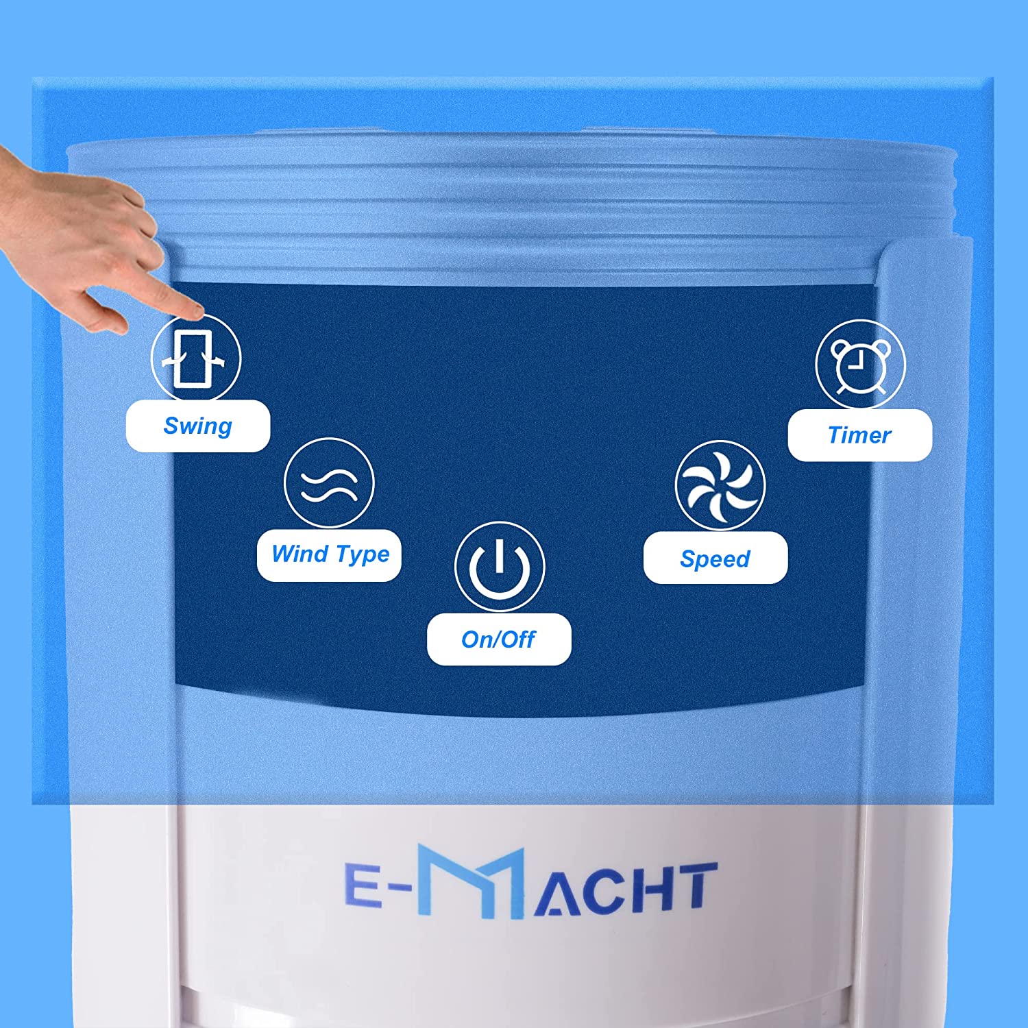 E-Macht 43" Electric Standing Bladeless Tower Fan with Remote, 3 Speed Setting & Auto-off Timer | e-macht.com